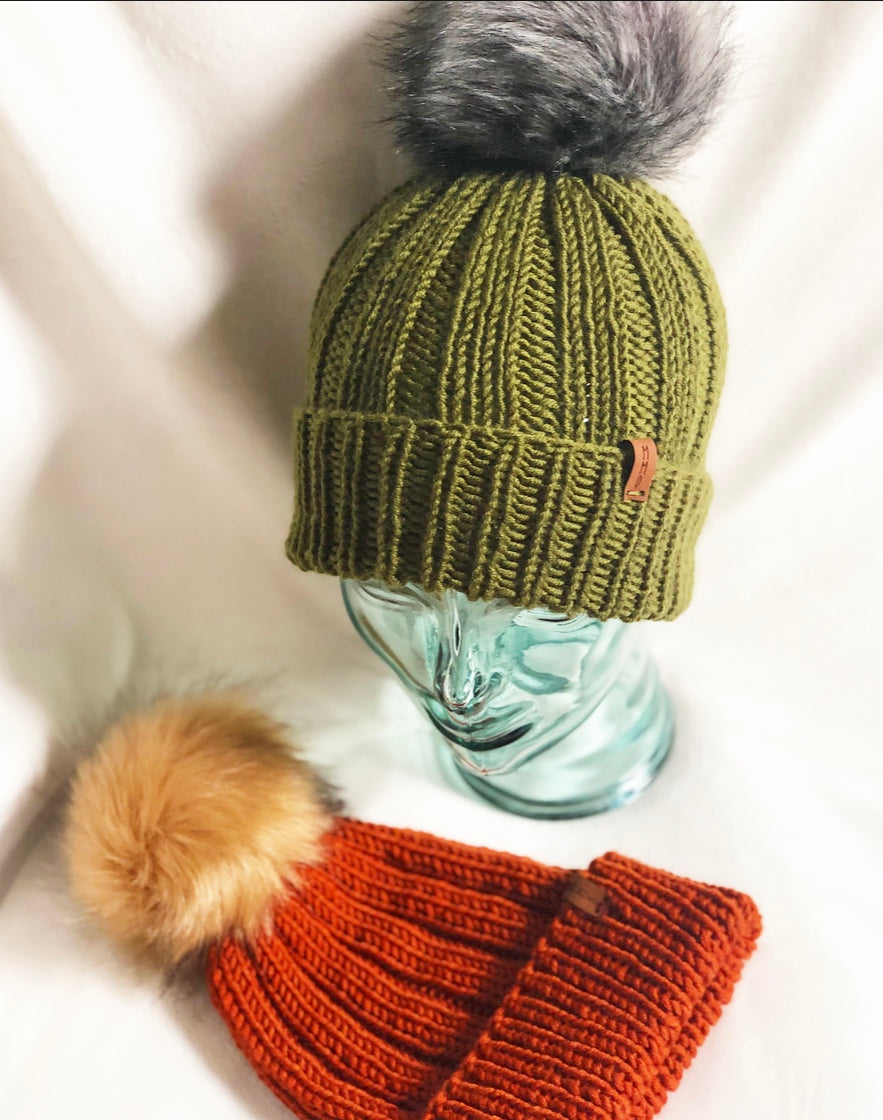 Monogrammed Beanie with Faux Fur Pom-Pom - Marleylilly